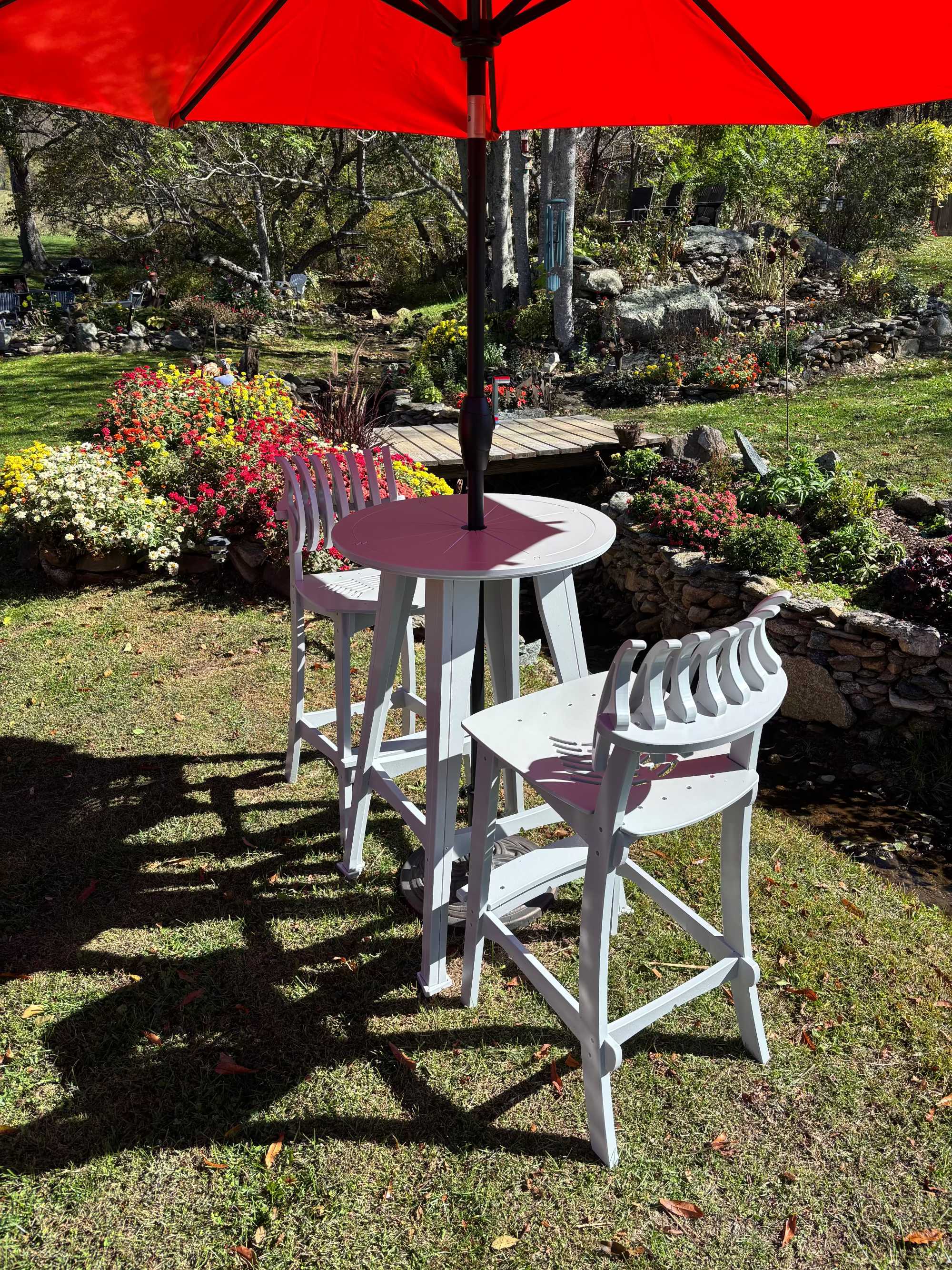 Horizon High Top Table and Chairs (w/ Compass Rose Engraved Top)