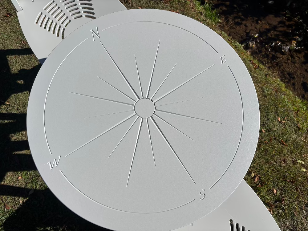 Horizon High Top Table w/ Compass Rose Engraving in Top